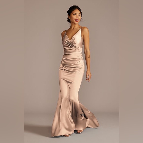 gold sequin dress cocktail Gold Shiny Cowl Neck Mermaid Long Slit Prom Dress